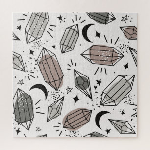 Kristalle, Mond, Sterne, Überschneidungen. Puzzle