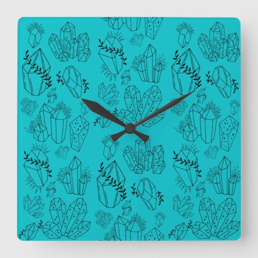 Kristalle Quadratische Wanduhr (Vorderseite)