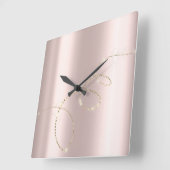 Kristalle Rose Unendlichkeit Gold. Elegant Blush Quadratische Wanduhr (Winkel)