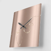 Kristalle Rose Unendlichkeit Gold. Elegant Minimal Quadratische Wanduhr (Winkel)