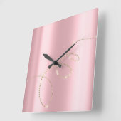 Kristalle setzen auf Unendlichkeit Gold. Elegant M Quadratische Wanduhr (Winkel)