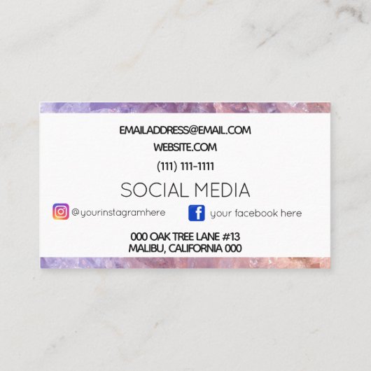 Kristalledelstein Visitenkarte (Rückseite)