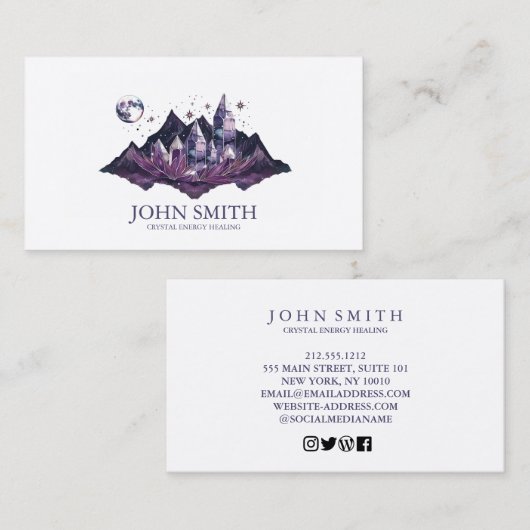 Kristallenergie Heiler Chakra Spirituelle Meditati Visitenkarte (Vorne/Hinten)