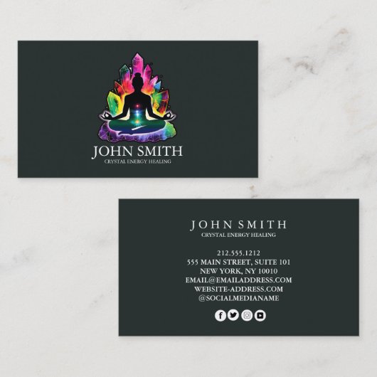 Kristallenergie Heiler Chakra Spirituelle Meditati Visitenkarte (Vorne/Hinten)