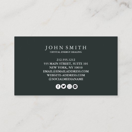 Kristallenergie Heiler Chakra Spirituelle Meditati Visitenkarte (Rückseite)