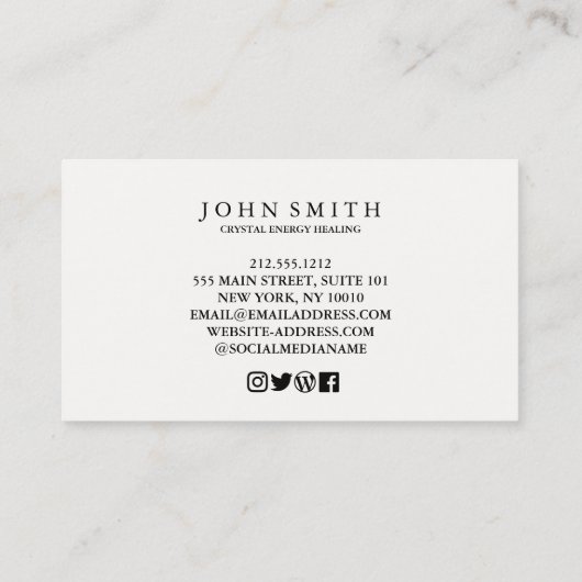 Kristallenergie Heiler Chakra Spirituelle Meditati Visitenkarte (Rückseite)