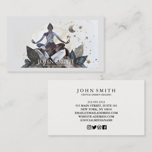 Kristallenergie Heiler Chakra Spirituelle Meditati Visitenkarte (Vorne/Hinten)