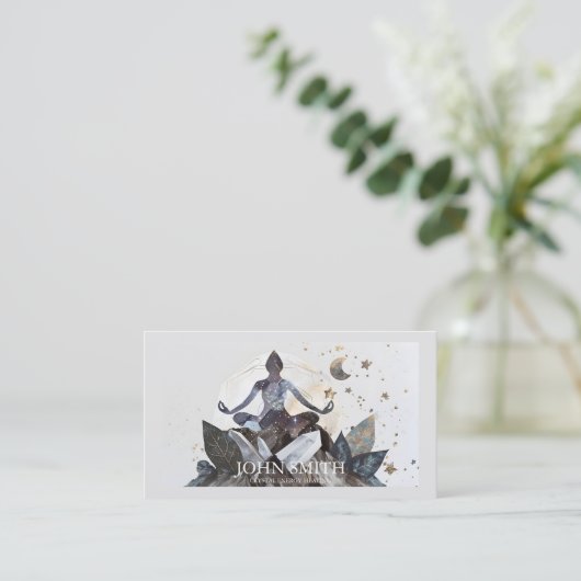 Kristallenergie Heiler Chakra Spirituelle Meditati Visitenkarte (Stehend Vorderseite)