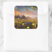 Kristallfelder und Sternenhimmel Quadratischer Aufkleber (Tasche)