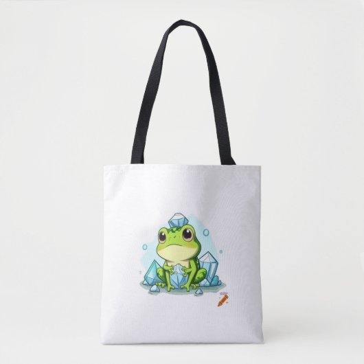 "Kristallfrosch-Tote-Tasche: Niedlicher Frosch-Hol Tasche (Vorderseite)