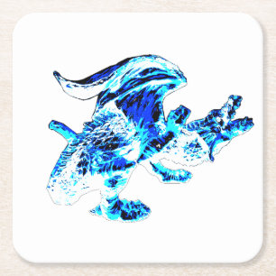 Kristallfrost-Geflügelter-Drache Fantasy-Kunstwerk Rechteckiger Pappuntersetzer