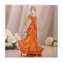 Kristallglasprinzessin mit orangefarbenem Kleid