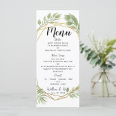 Kristallgrün Hochzeitsmenü TEMPLATE Menükarte (Stehend Vorderseite)