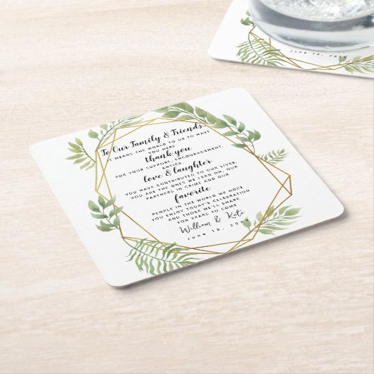 Kristallgrün Party/Hochzeit Danke Rechteckiger Pappuntersetzer (angewinkelt)