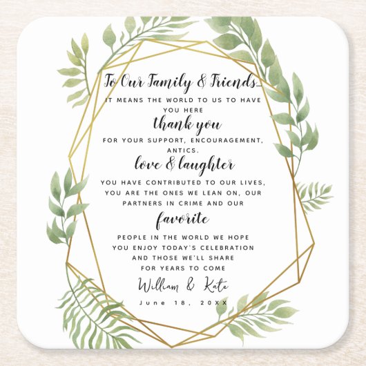 Kristallgrün Party/Hochzeit Danke Rechteckiger Pappuntersetzer (Vorderseite)