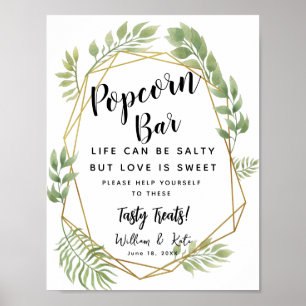 Kristallgrün Popcorn Bar Hochzeitszeichen Poster