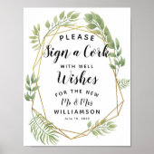 Kristallgrüne Blätter Unterschreiben Sie ein Cork  Poster (Vorne)