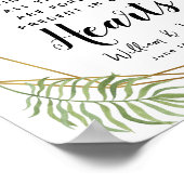 Kristallgrünes Blatt Gedächtniskerzenschild Hochze Poster (Ecke)