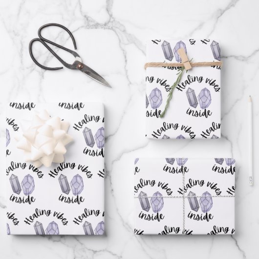 Kristallheilröhren im Inneren von Papierfolien Geschenkpapier Set (Vorderseite)