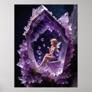 Kristallheilung Amethyst Fairy Wall Art Poster