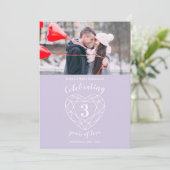 Kristallherz 3 Jahre Foto lädt ein Einladung (Stehend Vorderseite)