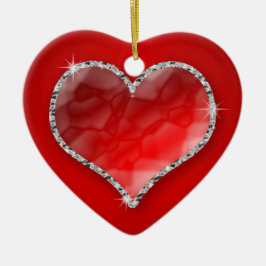Kristallherz Keramik Ornament