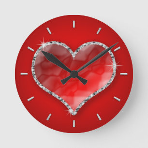 Kristallherz Runde Wanduhr