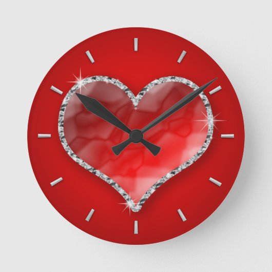 Kristallherz Runde Wanduhr (Vorderseite)