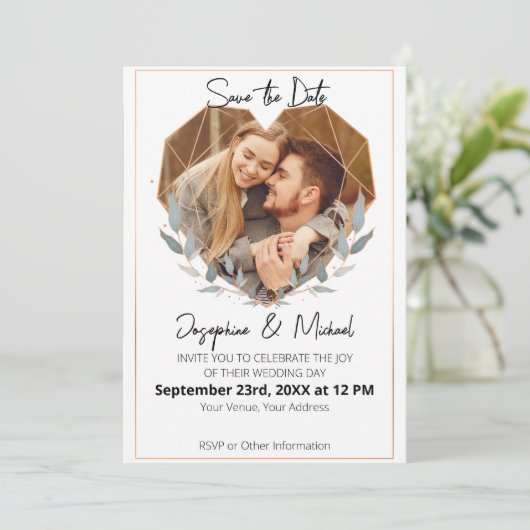 Kristallherz Save the Date (Stehend Vorderseite)