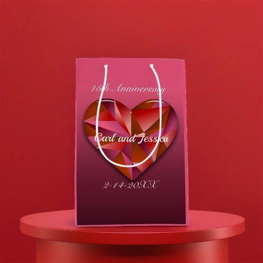 Kristallherz zum 15. Jahrestag Mittlere Geschenktüte