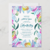 Kristallhexen Edelsteine und Blätter Rainbow-Handf Einladung (Vorderseite)