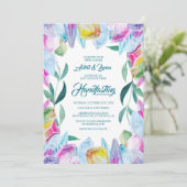 Kristallhexen Edelsteine und Blätter Rainbow-Handf Einladung (Stehend Vorderseite)