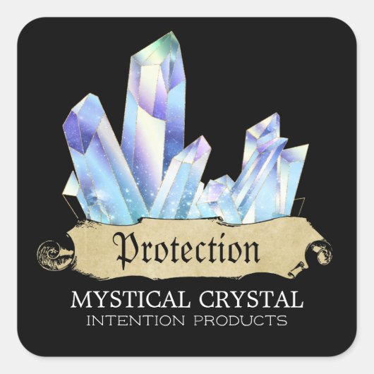 Kristallhexen, schwarz und blau, Zauber-JAR-Labels Quadratischer Aufkleber (Vorderseite)