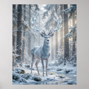 Kristallhirsch Winterlicht Poster