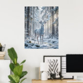 Kristallhirsch Winterlicht Poster (Heimbüro)