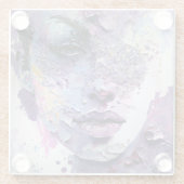 "Kristalline Stille" - ein Lila Portrait Glasuntersetzer (Rückseite)