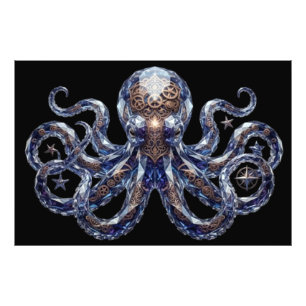 Kristalliner Steampunk-Oktopus Fotodruck