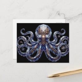 Kristalliner Steampunk-Oktopus Postkarte
