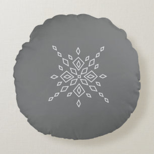 Kristallisierter Schneeflocke Rundes Kissen