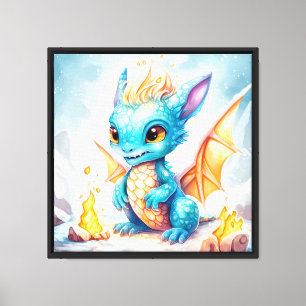 Kristallisierter süßer Babyblauer Drache-68799 Leinwanddruck