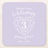 Kristalljubiläum 3 Jahre Liebe Untersetzer (Vorderseite)