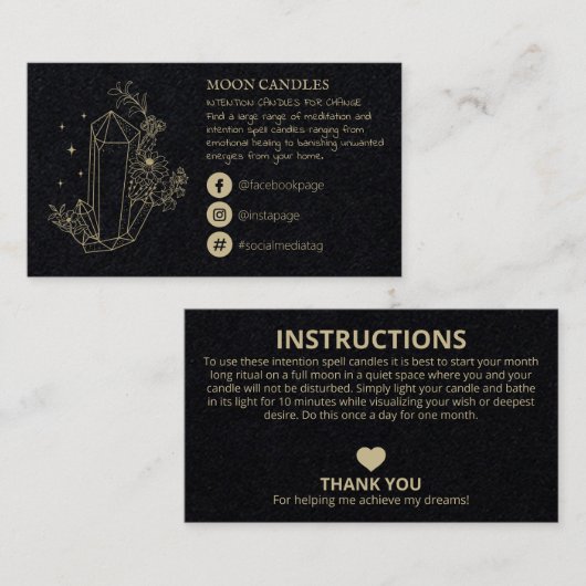 Kristallkerze Visitenkarte (Vorne/Hinten)