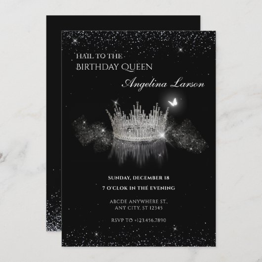 Kristallkönigin Geburtstagsfeier Einladung (Vorne/Hinten)