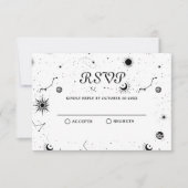 Kristallkugel aus schwarzem und weißem Zaubermond RSVP Karte (Vorderseite)
