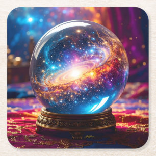 Kristallkugel - Ich sehe ein kosmisches Ereignis i Rechteckiger Pappuntersetzer