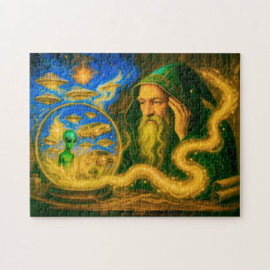 Kristallkugel-Magier in einem Ölgemälde-Vision Puzzle