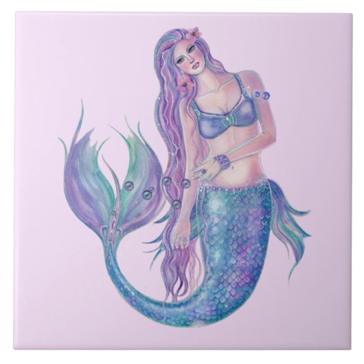 Kristallkunst von Mermaid von Renee Lavoie Fliese (Vorderseite)