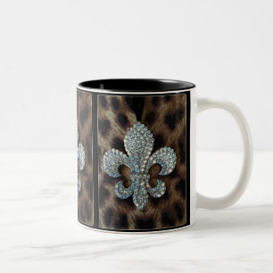 KRISTALLLilie AUF LEOPARD-GRENZdruck Zweifarbige Tasse