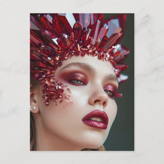 Kristallmaske Frau mit Mineralkristallen Feiertagspostkarte (Vorderseite)