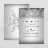 Kristallperlen-Schneeflocken-Silber Save The Date (Vorne/Hinten)